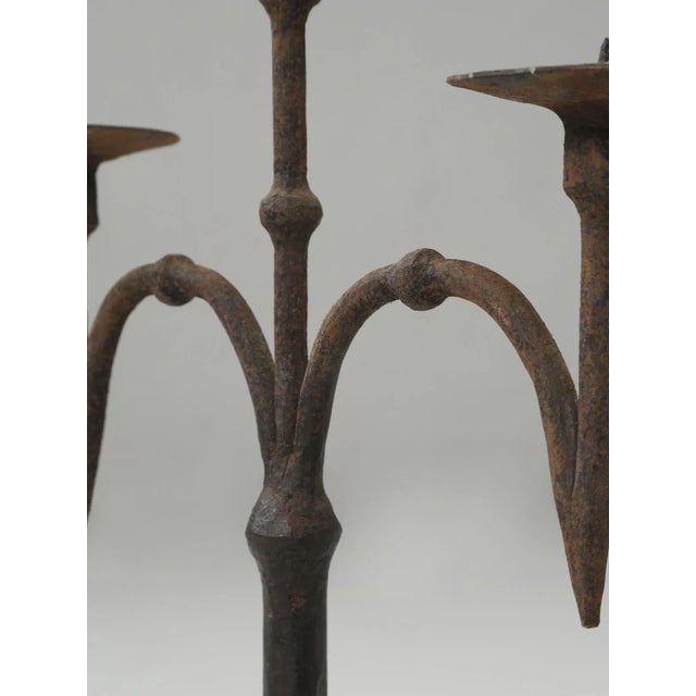 Late 18th Century Antique French Wrought Iron Candelabras- a Pair For Sale - Image 5 of 11