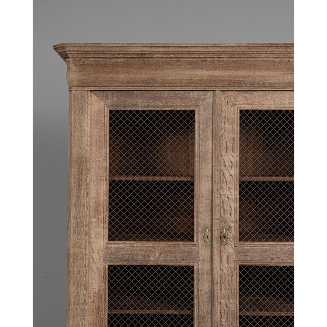 1880s French Provincial Oak Vitrine With Wire Mesh Doors For Sale - Image 4 of 18