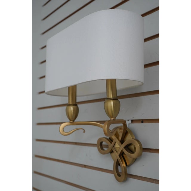Modern Set of 8 Modern Design Brass Lighted Wall Sconces For Sale - Image 3 of 9