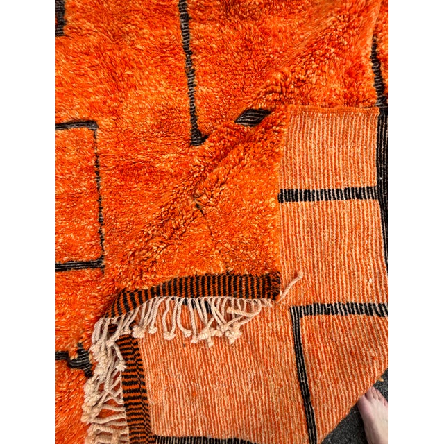 Large Moroccan Beni M'rirt Rug – Hand Knotted Berber Wool Carpet – Orange Geometric Atlas Design For Sale - Image 13 of 14
