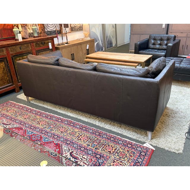 Stockholm Leather Sofa, Black For Sale In San Francisco - Image 6 of 12