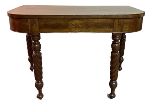 Curved Front Console Table With Turned Legs