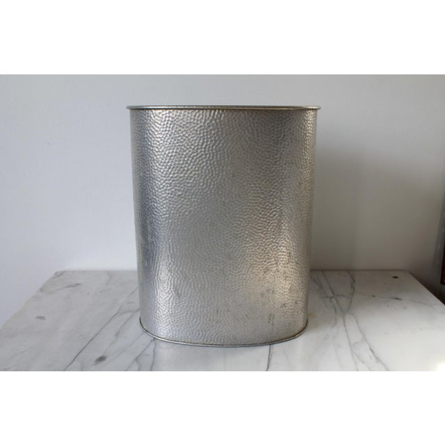 Mid 20th Century Vintage Reynolds Hammered Aluminum Waste Basket For Sale - Image 5 of 10