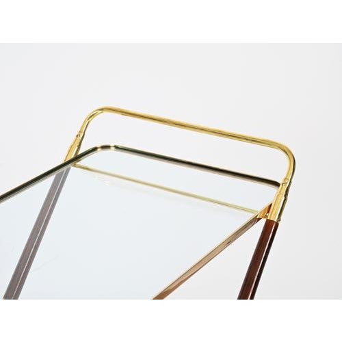 Mid-Century Modern Bar Cart in Brass and Wood by Cesare Lacca, Italy, 1950s For Sale - Image 11 of 14