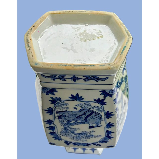 Ceramic Vintage Chinese Blue and White Floor Vase For Sale - Image 7 of 7