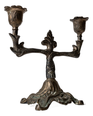 Vintage Art Deco Bronze Candleholder with Ornate Details, 1910s
