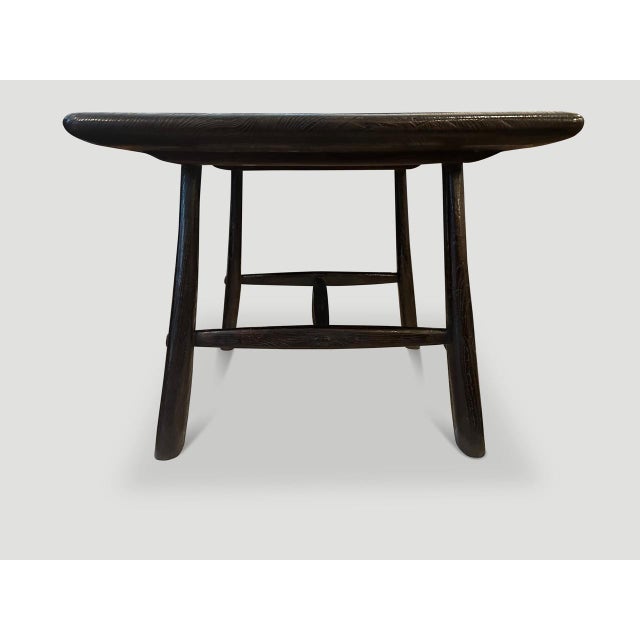 Andrianna Shamaris Mid Century Couture Espresso Stained Teak Wood Table For Sale - Image 17 of 18