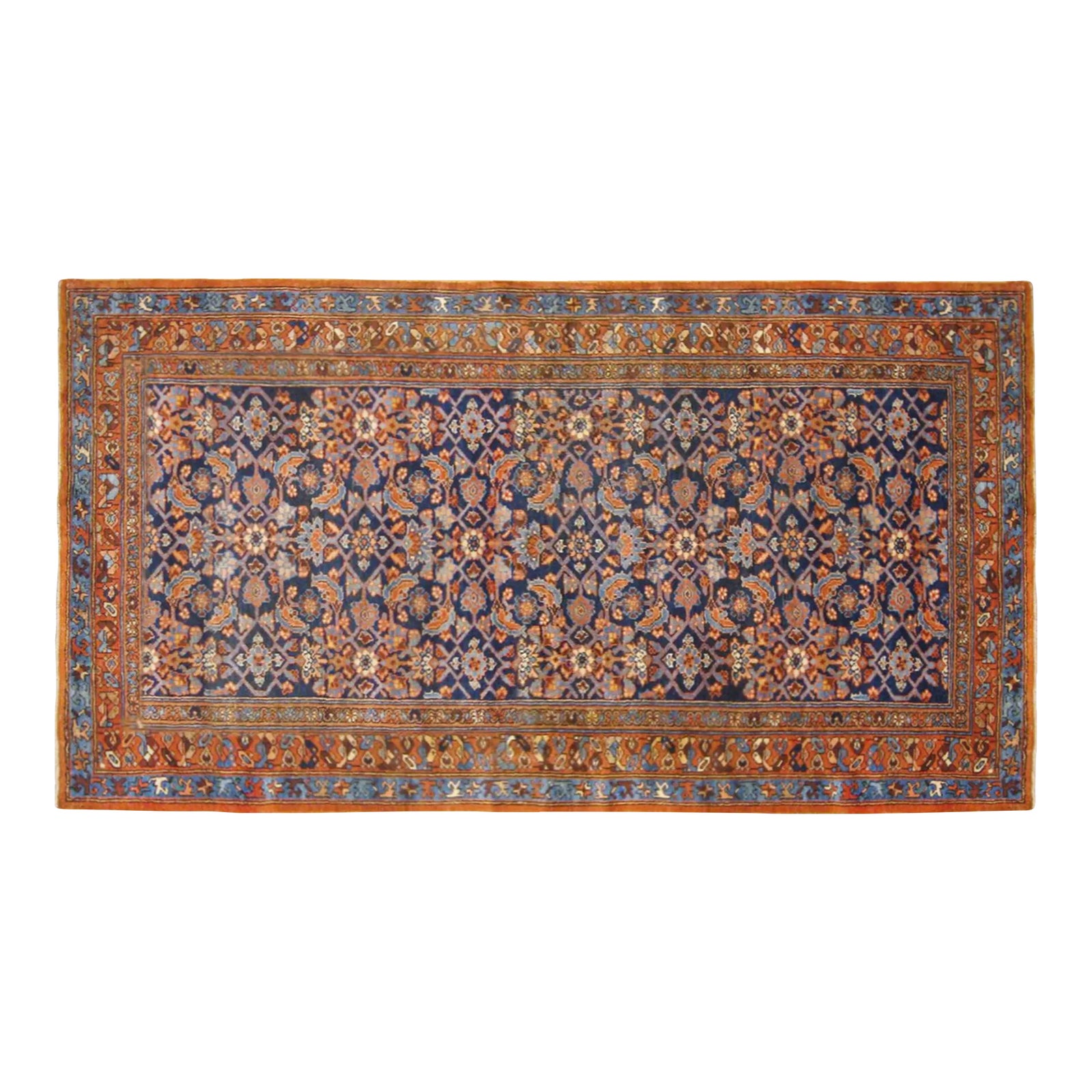 Antique Persian Hamadan Oriental Rug, in Small Size, w/ Herati Design ...