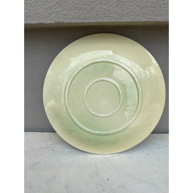Majolica Paradise Bird & Flowers Salins Plate, Circa 1890 For Sale - Image 4 of 4