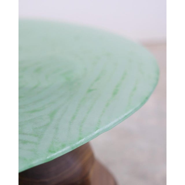 Green Glass Powder and Walnut Coffee Table by Alexander Knysch For Sale - Image 11 of 15