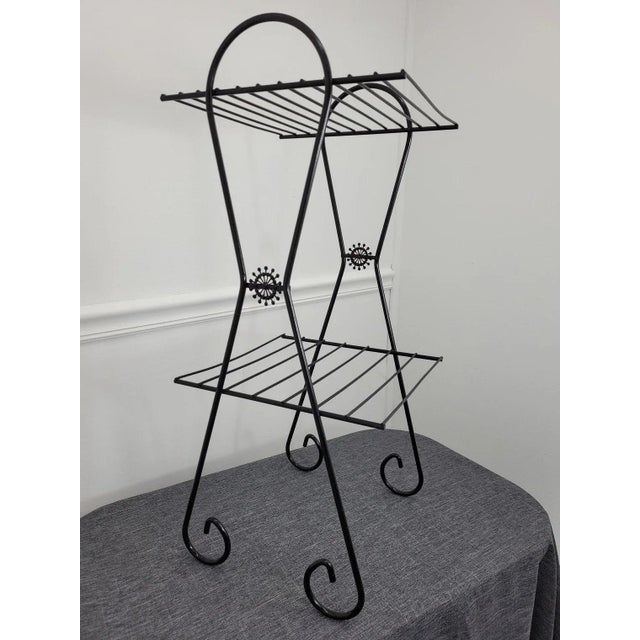 1960s Mid-Century Modern Black Metal Telephone Stand For Sale - Image 4 of 9