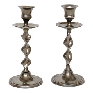 Vintage Twisted Candlesticks, 1970s, Set of 2 For Sale