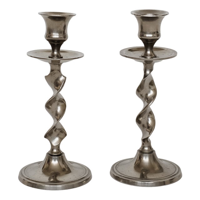 Vintage Twisted Candlesticks, 1970s, Set of 2 For Sale