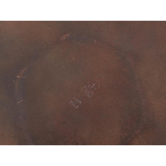 Adnet Brown Curved Leather and Crystal Glass Ashtray, 1950s For Sale - Image 14 of 15