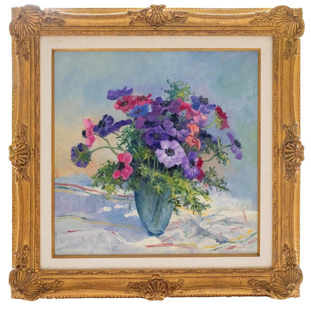 Les Anemones de Caen is an oil on canvas by Annie Puybareau (French, b. 1955). Born in Paris in 1955, Puybareau has been a...