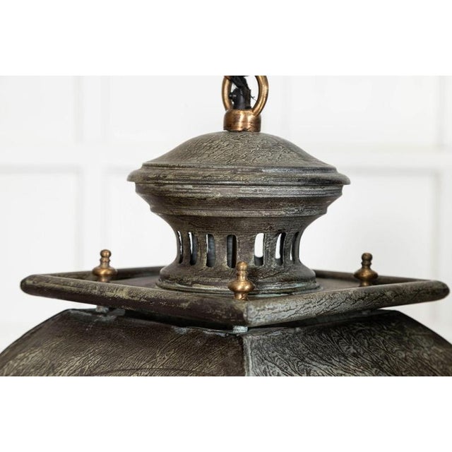 Large French Bronze and Iron Lantern For Sale - Image 13 of 17