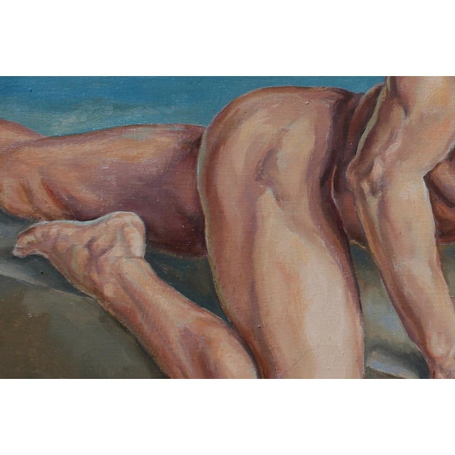 Blake of Night by John Tarantola | Oil on panel of a nude male figure with a halo For Sale - Image 4 of 4