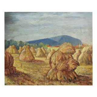 Jules Gaillepand, Les blés de Puplinge, Genève, Oil on Canvas For Sale