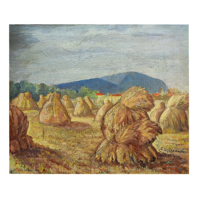 Jules Gaillepand, Les blés de Puplinge, Genève, Oil on Canvas For Sale
