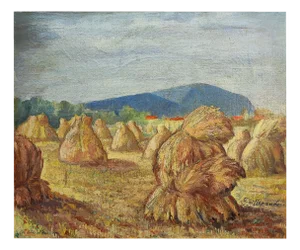 Jules Gaillepand, Les blés de Puplinge, Genève, Oil on Canvas