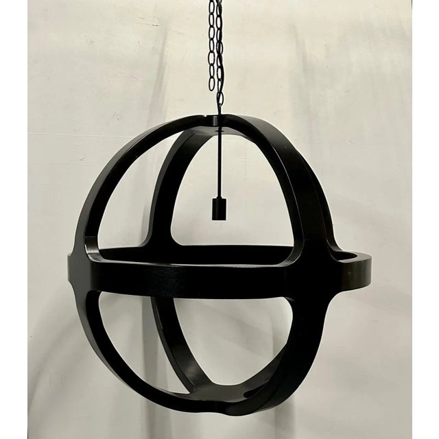 Modern Modern Ebony Circular Chandelier / Lighting Pendant, Contemporary For Sale - Image 3 of 13