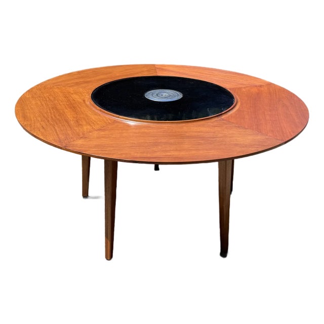 Rare Edward Wormley for Dunbar Lazy Susan Walnut Dining Table MCM For Sale