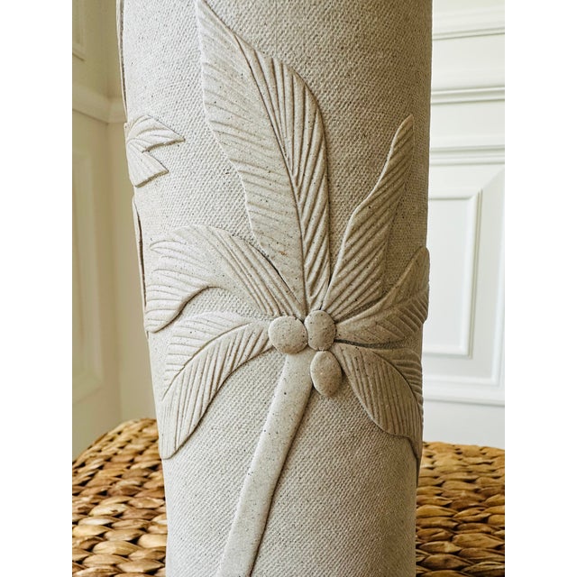 Vintage Handmade Signed 1980’s Matte Ceramic Vase With Palm Trees For Sale - Image 13 of 17