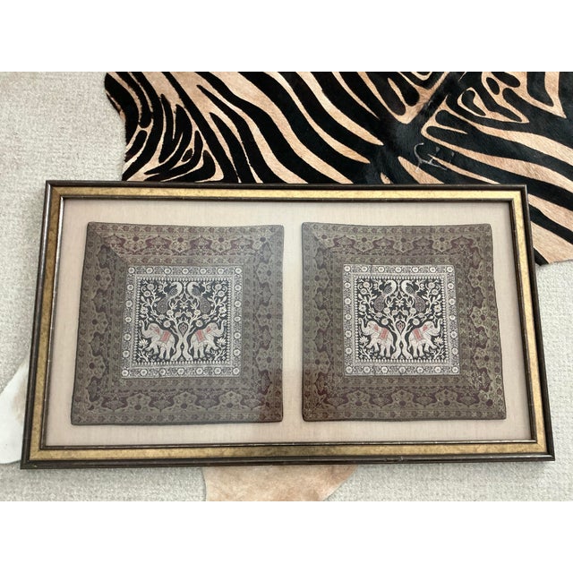 Vintage Framed Pair of Exotic Tapestries For Sale - Image 12 of 14
