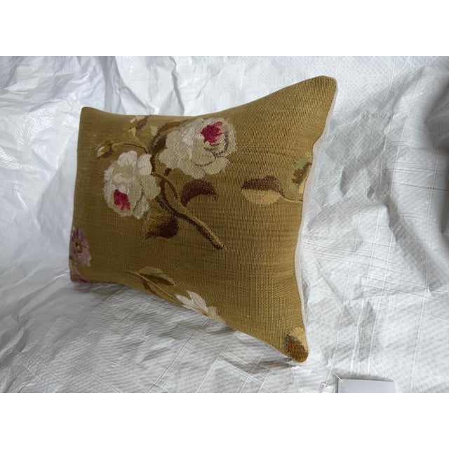 French 19th Century French Aubusson Rose Pillow For Sale - Image 3 of 7