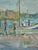 Blue 1976 Modernist 'Harbour Promenade' Vintage Original Coastal Street Scene Oil Painting, Framed For Sale - Image 8 of 11
