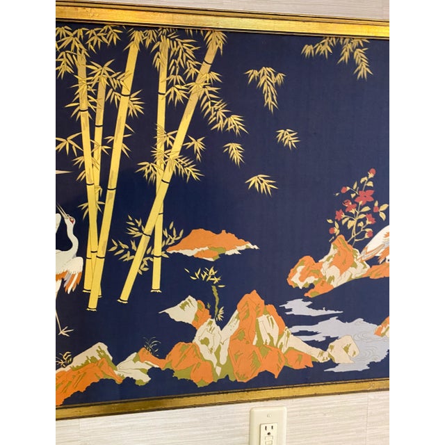 Chinoiserie Vintage Mid 20th Century Framed Chinoiserie Silk Art For Sale - Image 3 of 10