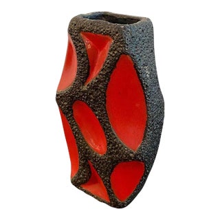 1960s West German Fat Lava Guitar Vase by Roth Keramik For Sale