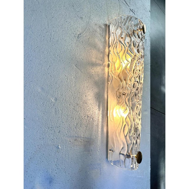 Glass Monumental Clear Murano Glass Wall Sconces From Italy – Set of Four For Sale - Image 7 of 7