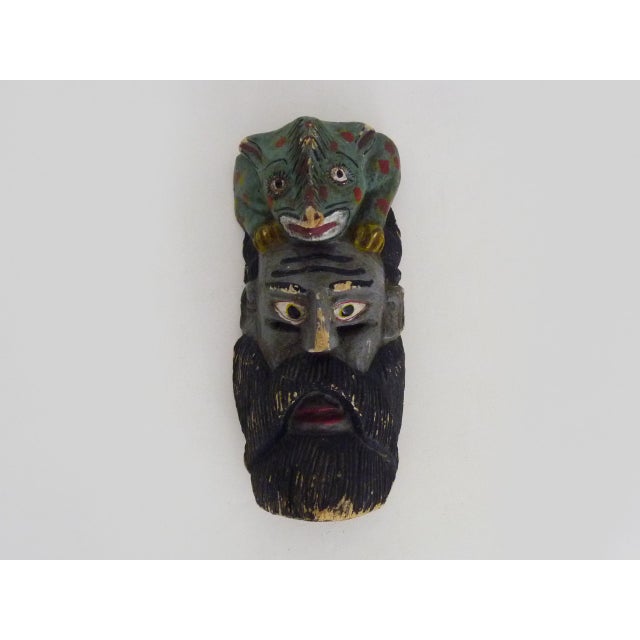 Antique Mexican Mask in Polychrome Carved Wood. 1970s For Sale - Image 9 of 9