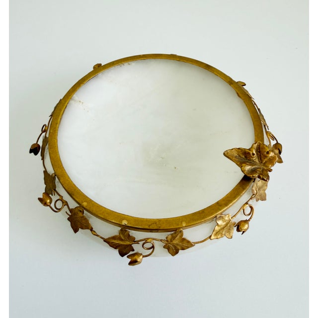 Alabaster 1960s Italian Alabaster & Filagree Ashtray Vide Poche For Sale - Image 8 of 13
