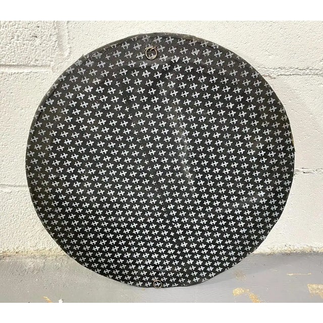 Art Deco Style Round White Frame & Antiqued Brass Filigree Inlay Mirror, a Pair For Sale - Image 11 of 11