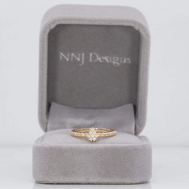 Modern Earth Mined Diamond Band, Solid 14k Gold, Natural Diamond Stacking Band, Size 6.75 For Sale - Image 3 of 9
