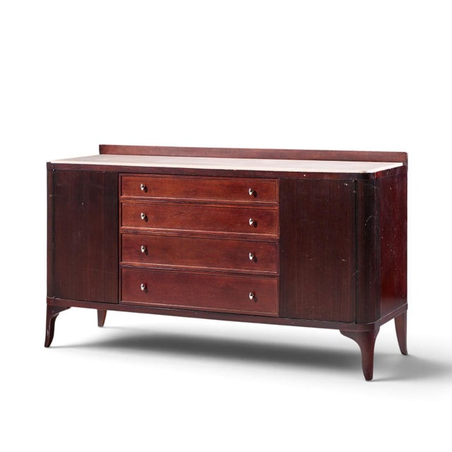 Contemporary Barbara Barry for Baker Furniture Stone and Mahogany Credenza For Sale - Image 3 of 10