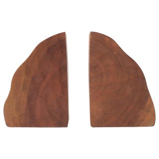 Natural Wood Bookends, a Pair For Sale