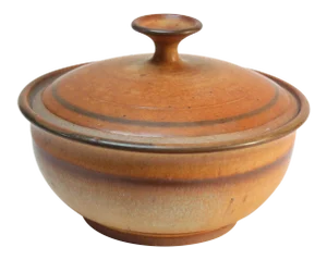 Vintage Art Pottery Earthenware Lidded Bowl