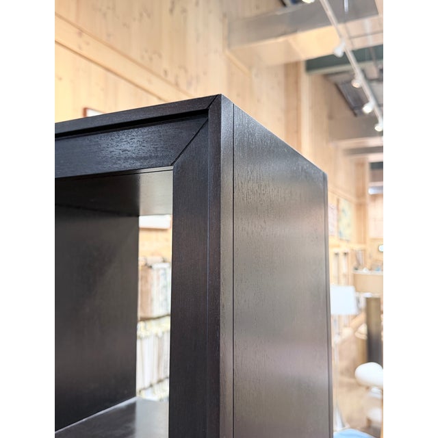Contemporary Ethan Allen Curson Indonesian Mahogany Geometric Display Bookcase For Sale - Image 3 of 7