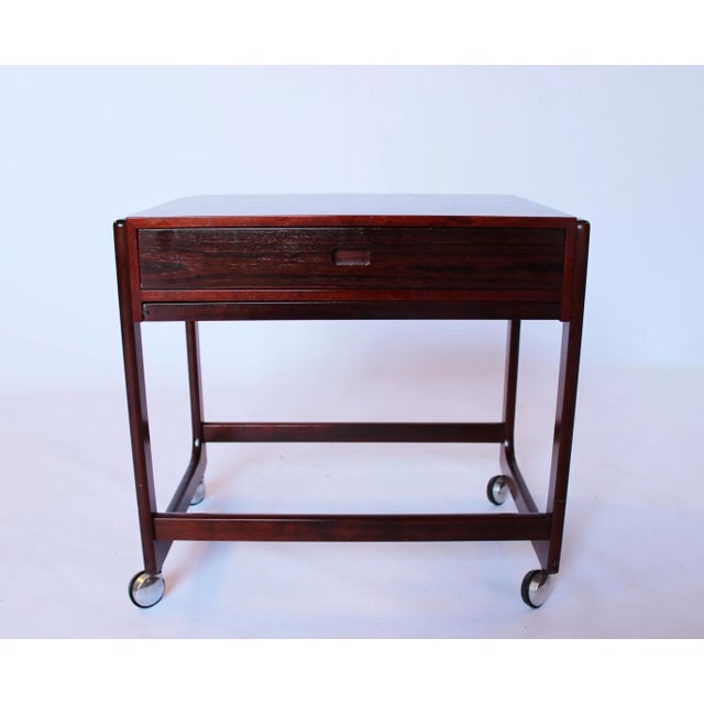 Small Work Table in Rosewood with Wheels from Gelsted, 1960s Chairish