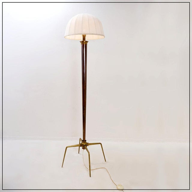 Hollywood Regency Bronzed Metal and Brass Tripod Floor Lamp, 1950s For Sale - Image 10 of 17
