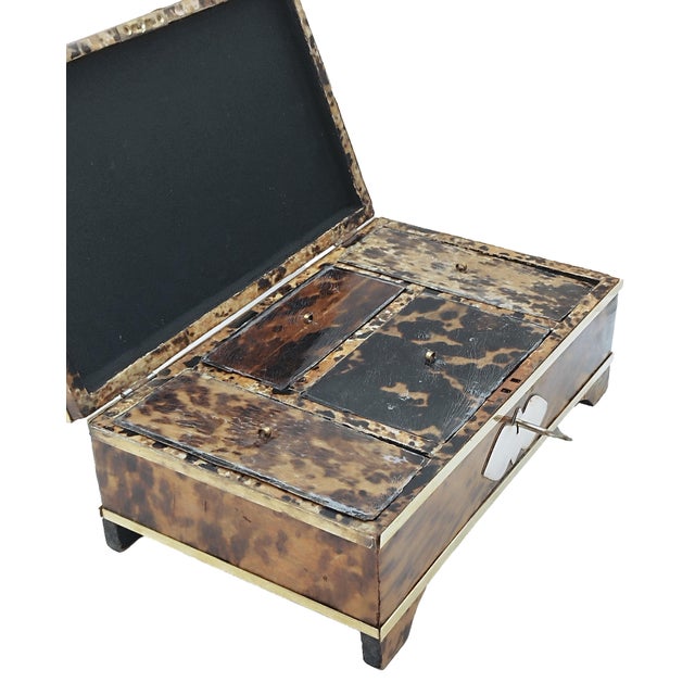 1950s Wood and Brass Jewelry Box, 1950s For Sale - Image 5 of 14