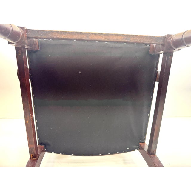 Vintage Black Leather and Wood Library Chair With Nailhead Trim For Sale - Image 16 of 16