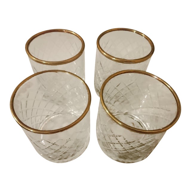 Gold Rim Etched Square Candle Holders Set of 4 Chairish