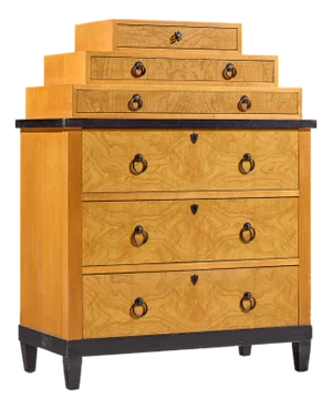 Baker Furniture Biedermeier Style Burlwood Highboy Dresser