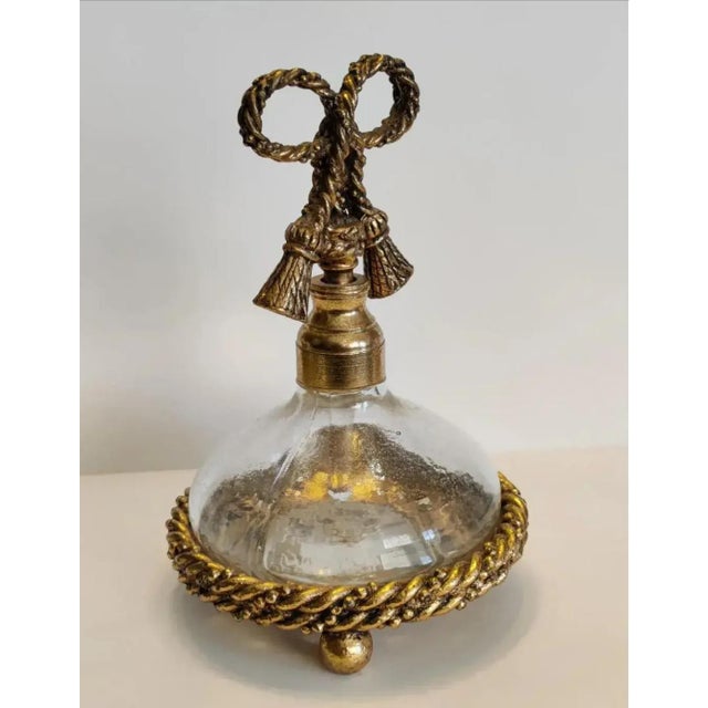 Mid 20th Century Vintage Hollywood Regency Ormolu Rope Tassel Perfume Bottle For Sale - Image 5 of 12