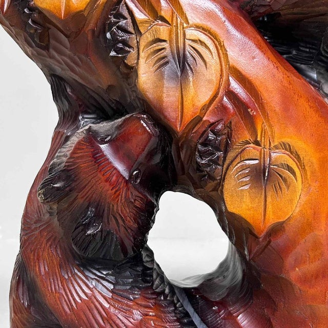 Mid-Century Modern Japanese Wood Carving Bear with Cub, 1960s For Sale - Image 3 of 10