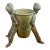 1960s Folk Art Brass Toothpick/Match Holder Thimble Basket Held by 2 Turkish Workmen For Sale